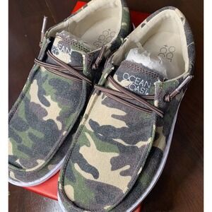 Ocean + Coast Oliver Boat Shoes Youth 3 Camo New Canvas Slip‎ On CK2274